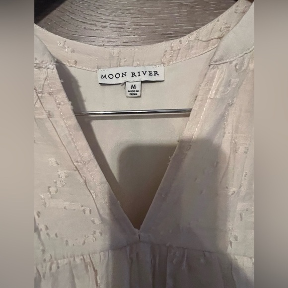 Moon River Long Dress Large Maxi Ivory bohemia long sleeve boho cottage core - Picture 5 of 11